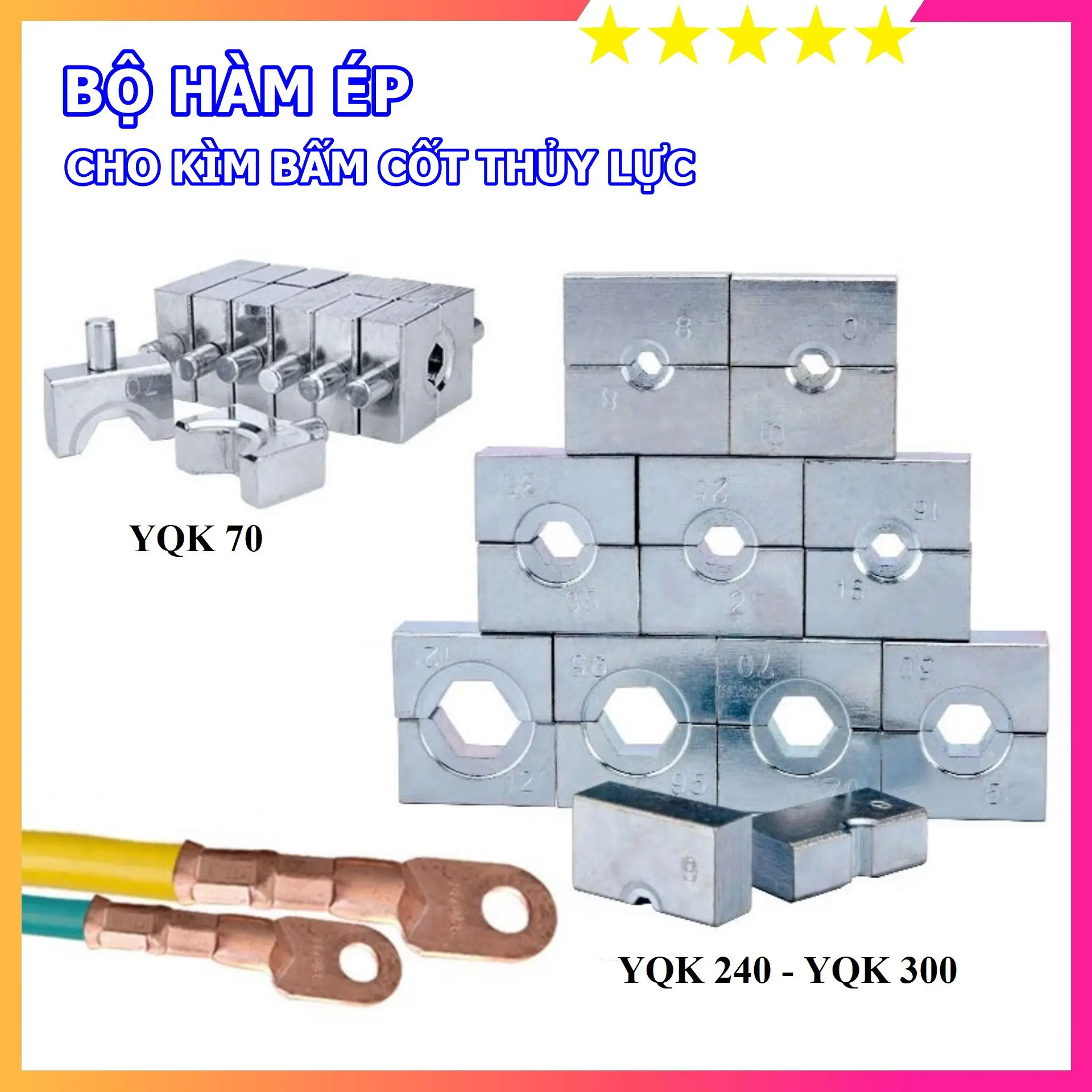 Khuôn ép cos cho kìm thủy lực YQK-70 YQK-240 YQK-300 - Khuôn lục giác đầu ép cos - Bộ khuôn bấm cos