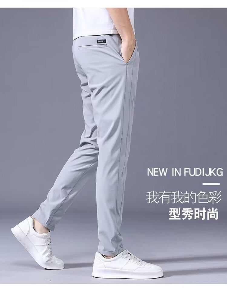 Product Introduction of Quần Dài Lụa Lạnh Mỏng Và Thoáng Khí, Trang Phục Mùa Hè, Dành Cho Nam Giới, Thời Trang Thường Ngày Dễ Phối Đồ Độ Đàn Hồi Cao, Quần Ống Đứng Ôm Sát, [Thanh Toán Khi Nhận Hàng & Hàng Có Sẵn] 20