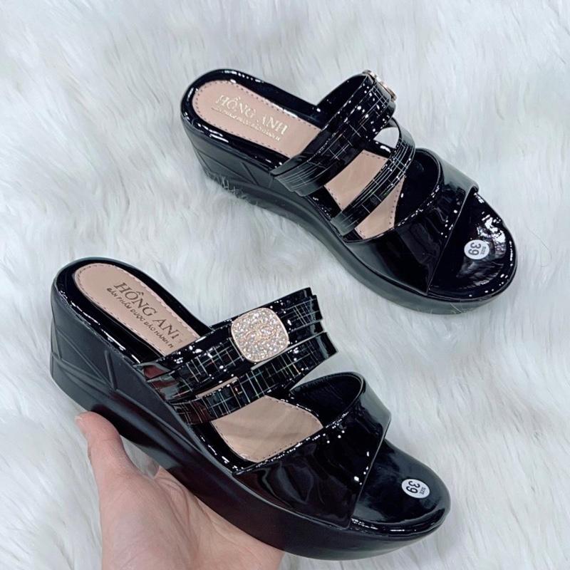 Dép nữ trung niên cao 3p và 6p đế xuồng 3 dây