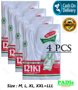 PADIe - 4 PCS Kaos Dalam/Singlet Pria / Laki-Laki Cowok RIKI PUTIH/HITAM Size M, L, XL, LLL