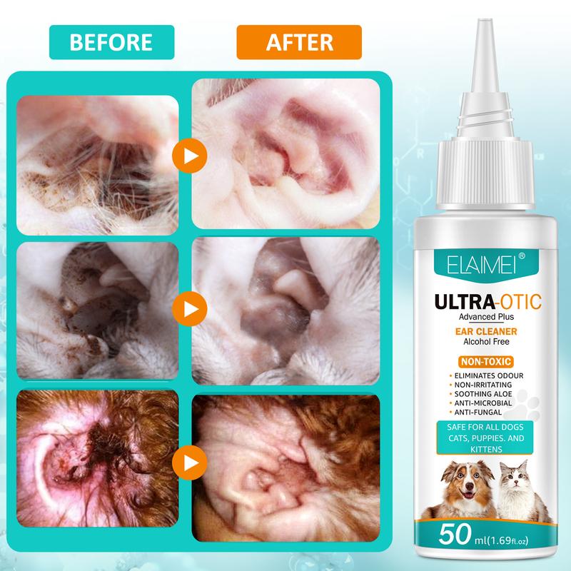 Product Introduction of [Ready Stock & Cod] Elaimei Pet Ear Cleaning Liquid Ear Mite Removal Child Meatus Acusticus Cleaning for Cats and Dogs Ear Cleaning Liquid 50ml 12