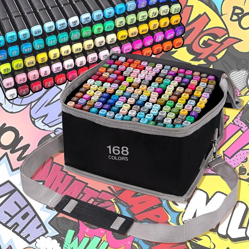 Marker Pen Set, 1 Set 168/120/80/48/12 Colors Marker Pen, Dual Ended Markers, Professional Drawing Markers, Student Stationery, Art Materials 0