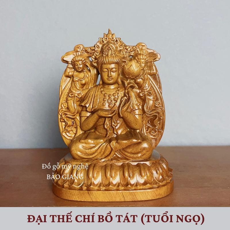 Product Introduction of Tượng phật bản mệnh theo tuổi bằng gỗ bách xanh (cao 12 ngang 9 sâu 6,5 cm) 16