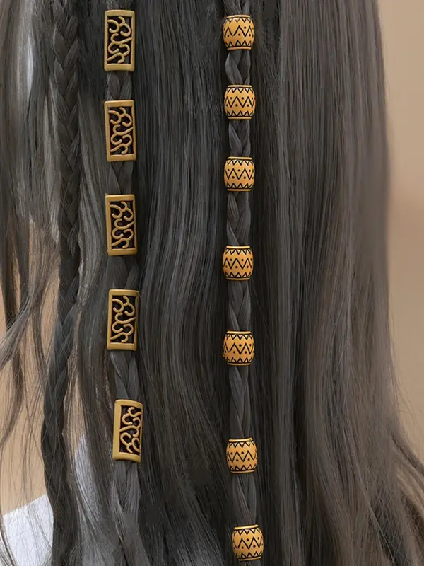 20pcs Boho Style Hollow Out Design Beaded Hair Ring, Hair Jewelry For Women & Girls, Braid Hair Accessory 4