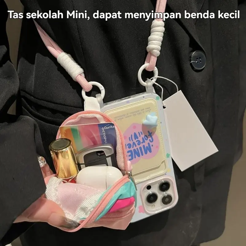 Dompet koin kunci warna-warni yang kreatif, boneka kartun, casing ponsel kecil yang lucu dan kreatif, selempang panjang Tali universal. Tali telepon selempang universal dalam berbagai desain.Gelang kunci halus buatan tangan dari resin akrilik berkualitas 3