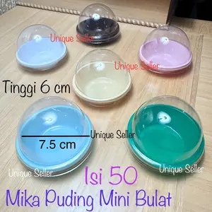 [Isi50] Mika Mooncake Mooncrispy Kue Bulan Mochi Ichigo Daifuku BULAT / Mika Puding Mini Bulat Dia 7.5 Tinggi 6 cm / Tray Mika Puding Jelly Mini Bulat 7.5cm / Mika Bakpau Bakpao Mini Bun / Tray Mika Mochi Ichigo Daifuku Warna Warni Biru Putih Pink Coklat