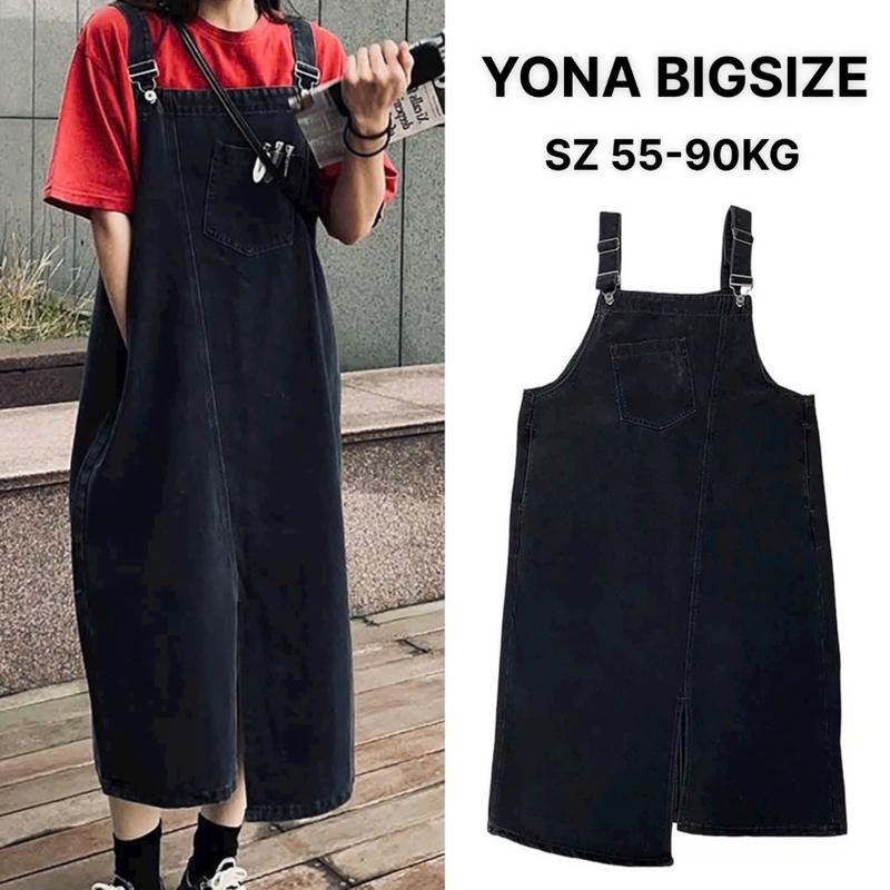 Bigsize Yếm Váy Bò Nữ Dáng Dài Cute Dễ Thương Màu Đen 1127 Thời Trang Hàn Quốc Đủ Size 55-90KG Nhung Voi Dress Voan