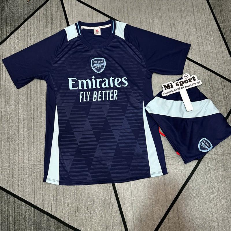 Bộ quần áo bóng đá ARSENAL XANH ĐEN - Vải Thun lạnh cao cấp, Không Nhăn, Không Xù Lông, Logo Thêu