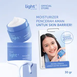 Light+ by Wardah Intensive Moisturizer 30 g | Cream Niacinamide Brightening Moisturizer Pelembab Wajah Pemutih Wajah Facial Night Cream Skincare BPOM