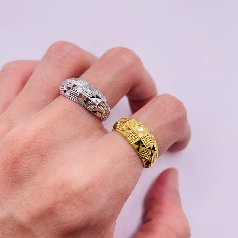  Nhẫn titan không phai không rỉ sét màu vàng hoặc trắng mã 44 Nhẫn titan unisex bền màu trangsucmoiluatuoi.RIN 