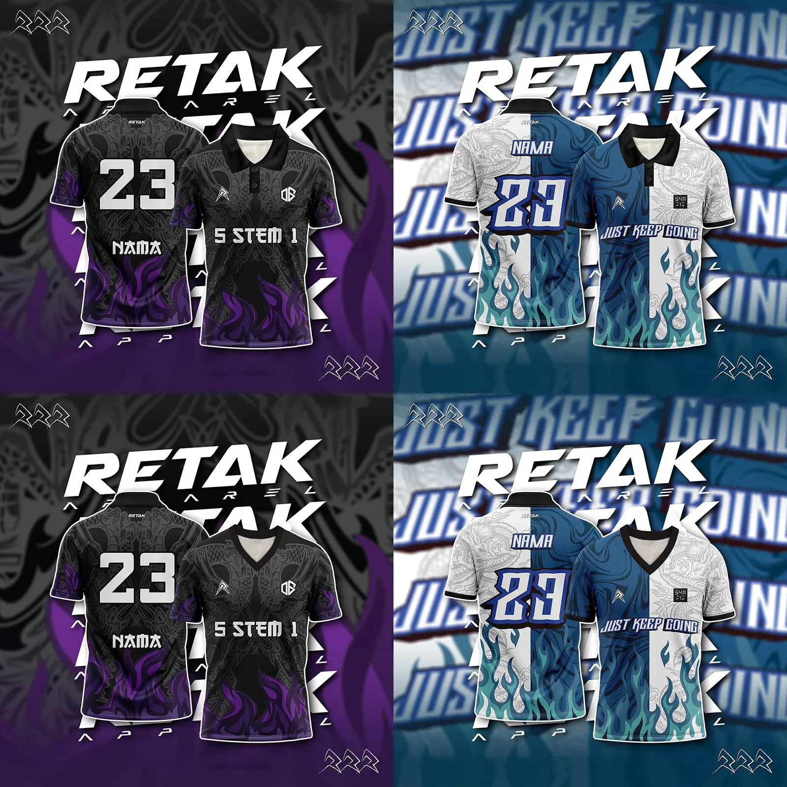RETAK × 3D JERSI + POLO + V-neck T-shirt (Free custom name and number)