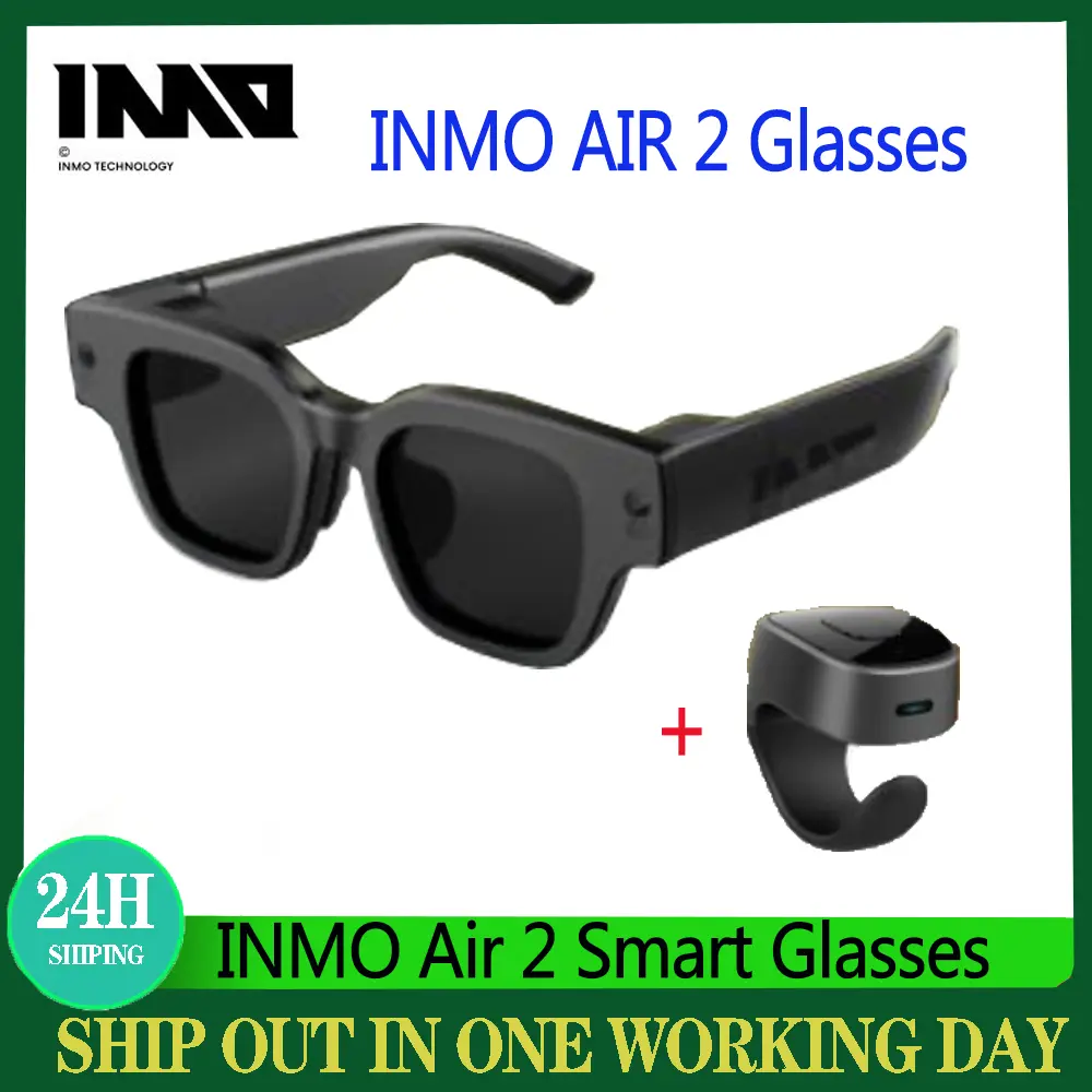 In Stock INMO Air2 Wireless AR Smart Glasses Support Screen Touch Ring Voice Control HD View Real Time Translation Video Device Wearable