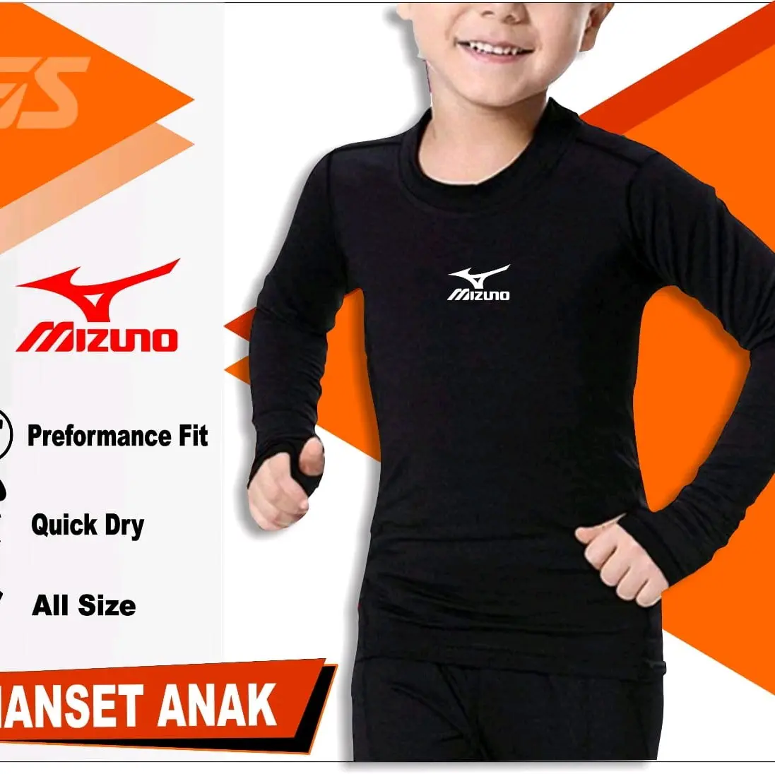 manset anak olahraga badminton Cepat Kering Baselayer anak Uniseks