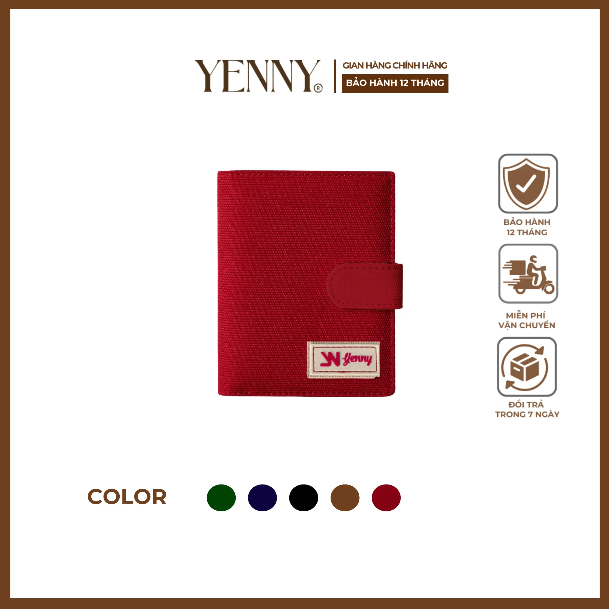 Ví vải nắp Canvas Y3 siêu bền đẹp chống nước YENNY