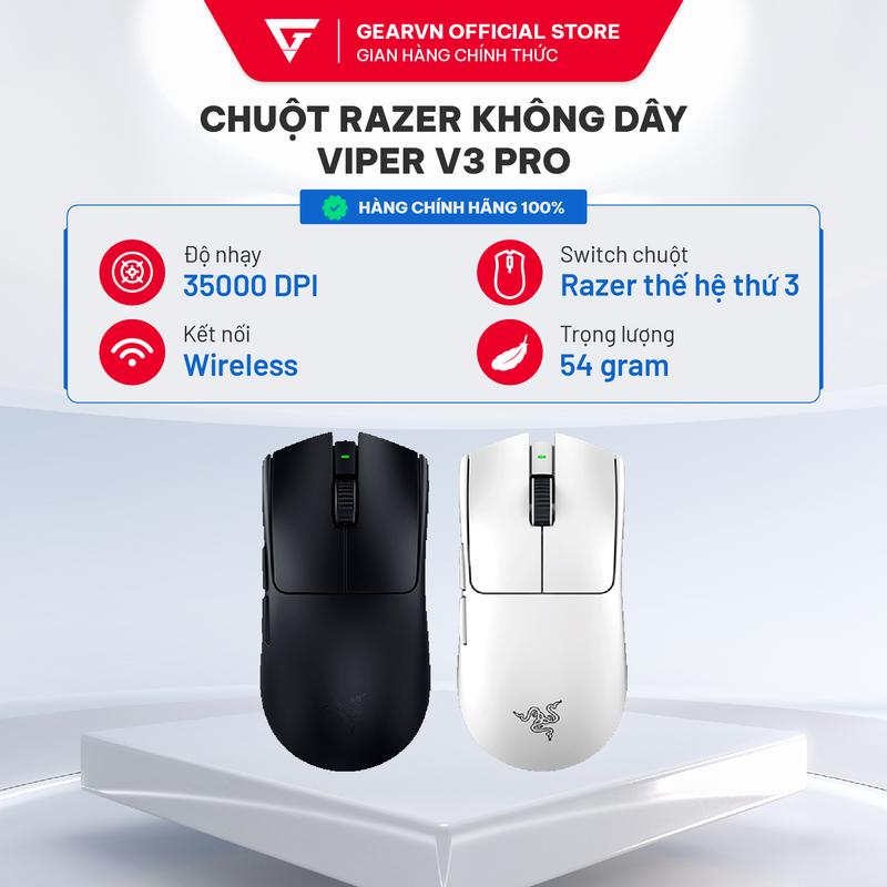 Razer 8k Polling Rate Chuột Gaming Viper V3 Pro Không Dây - Màu Đen Trắng 35000 DPI 6 Nút Lập Trình Cáp Razer Speedflex USB Type-C