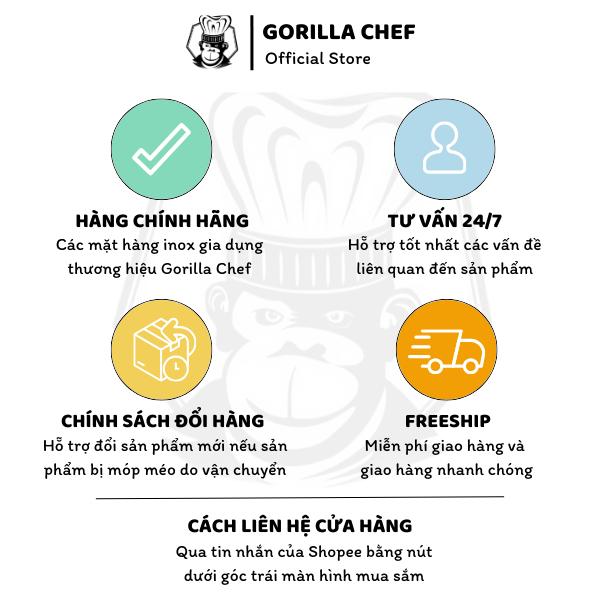 Vợt trụng hủ tiếu mì, phở inox Gorilla Chef có quai treo trên thành nồi và tay cầm gỗ cách nhiệt 8