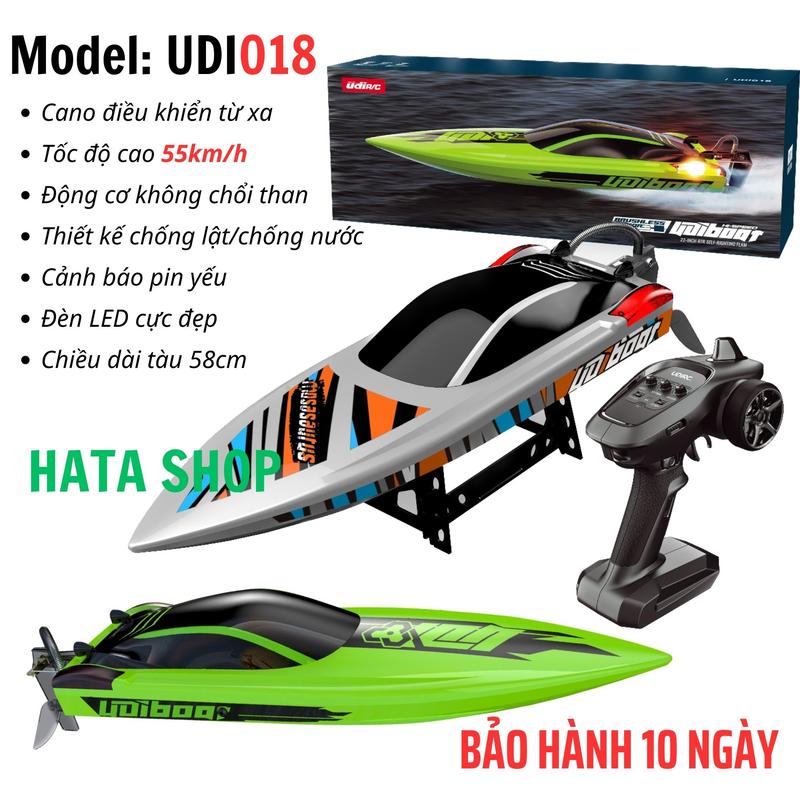 UDI018 Bản Nâng Cấp Tốc Độ Cao 55km/h Thuyền Cano Điều Khiển Từ Xa Không Chổi Than 3100KV UDIRC Chống Lật/Nước, Đèn LED, bảo hành 10 ngày - Đồ Chơi Toys