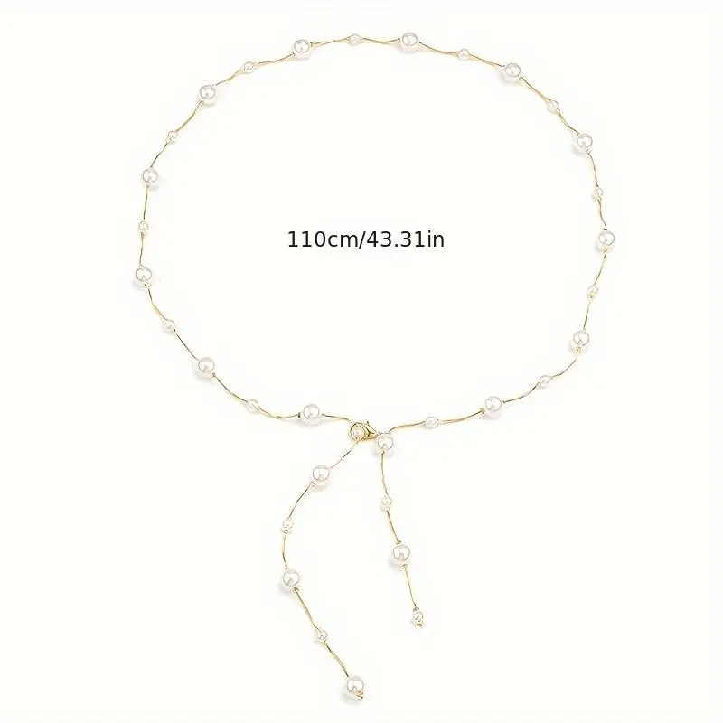 New Arrival Women'S Real Pearl Waist Chain Simple Dangling Design 925 Silver Golden-Plated Chain with Natural Pearls Versatile Jewelry Set Including Adjustable Buckle double  buckle  grips colombian waist belt business casual waistband 4