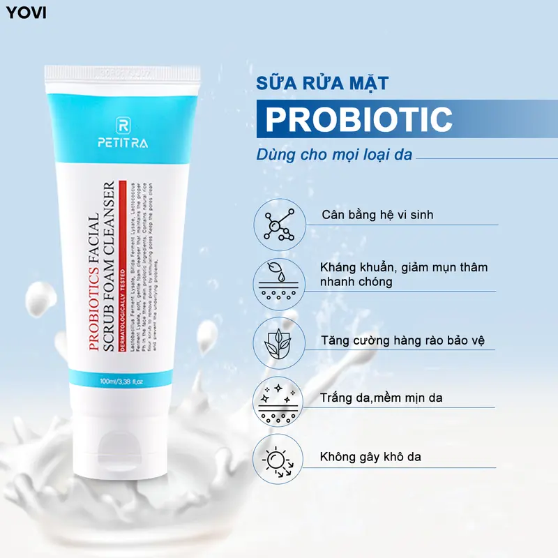 Sữa rửa mặt lợi khuẩn Probiotics Petitra làm sạch sâu, êm diu 4