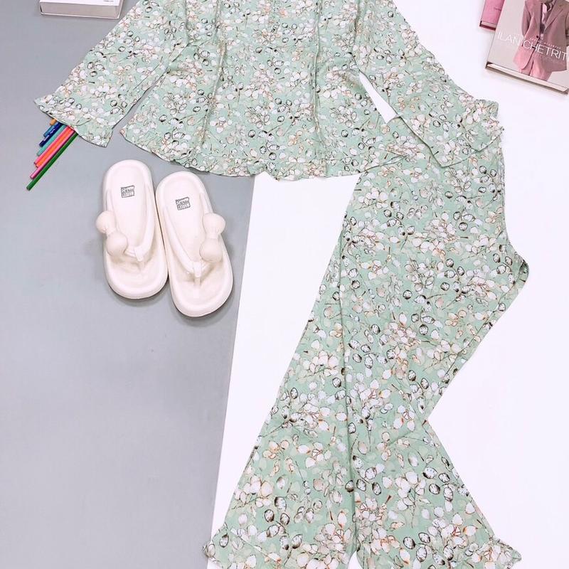 Bộ tole quần dài tay dài cổ trụ 6 nút 7