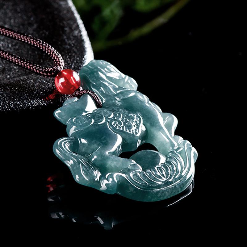 Natural A Grade Jadeite Blue Water Yuanbao Horse Pendant "Get Rich Soon" Ice Jade Zodiac Horse Jadeite for Men and Women 3
