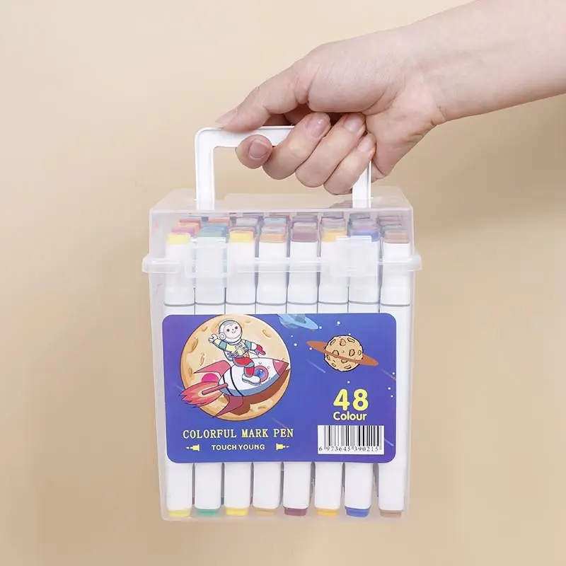 Double-ended Marker Pen Set, 48pcs/set Oil-based Marker Pen, Colored Marker Pen Set, Art Supplies for Fabric Painting, Graffiti, Drawing