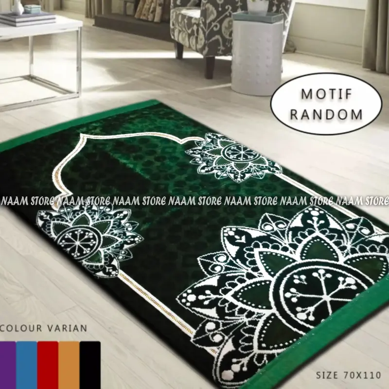 Sajadah Sholat Dewasa Turki Floral Tebal Standart Lembut Ukuran 110x70cm/Sejadah Motif Bunga Minimalis dan Elegan Embos Pakaian Muslim oleh oleh umroh 0