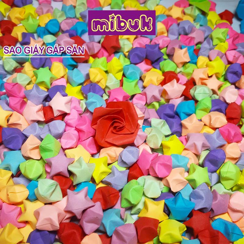 Sao gấp sẵn set 100 ngôi sao giấy nhiều màu sắc đẹp
