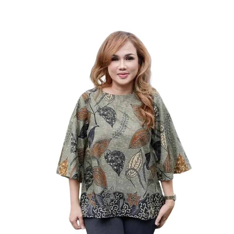 Blouse 20 Tunik / Dress Wanita Batik Kain Katun Halus Lapis Furing / Trikot Murah Nyaman Atasan Panjang Baju Hitam Cantik - BATIK SOLO TRENDY 0