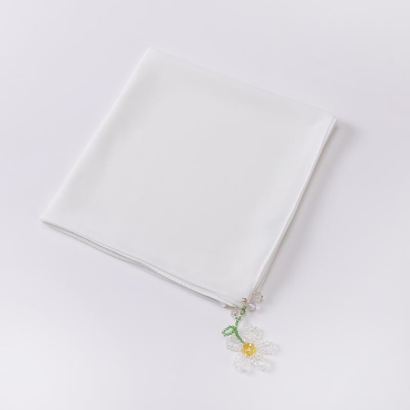 Product Introduction of Crystal flower pearl scarf | 90cm chiffon square | Hui sweet headscarf | Malaysian Internet red with | light luxury everything selendang  bahu sulam  shawl sahara  shawl selendang 8