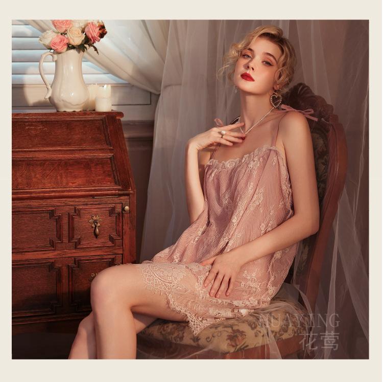 Product Introduction of Women Lace Nightgowns Spring Summer Lady Sling Homewear Sleeveless Sleepwear Female Pajama Dresses 11