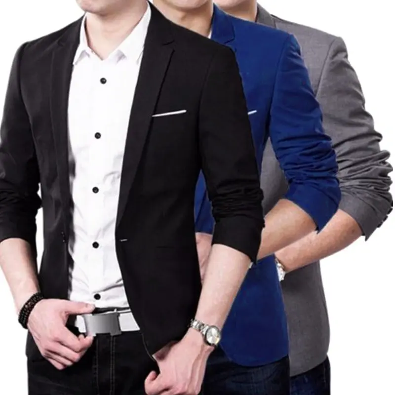 Bộ Đồ Nam Thường Ngày Dáng Ôm Trang Trọng, Hàng Mới Về, Có Cúc, Áo Khoác Blazer, Áo Khoác, [Hàng Có Sẵn] 5