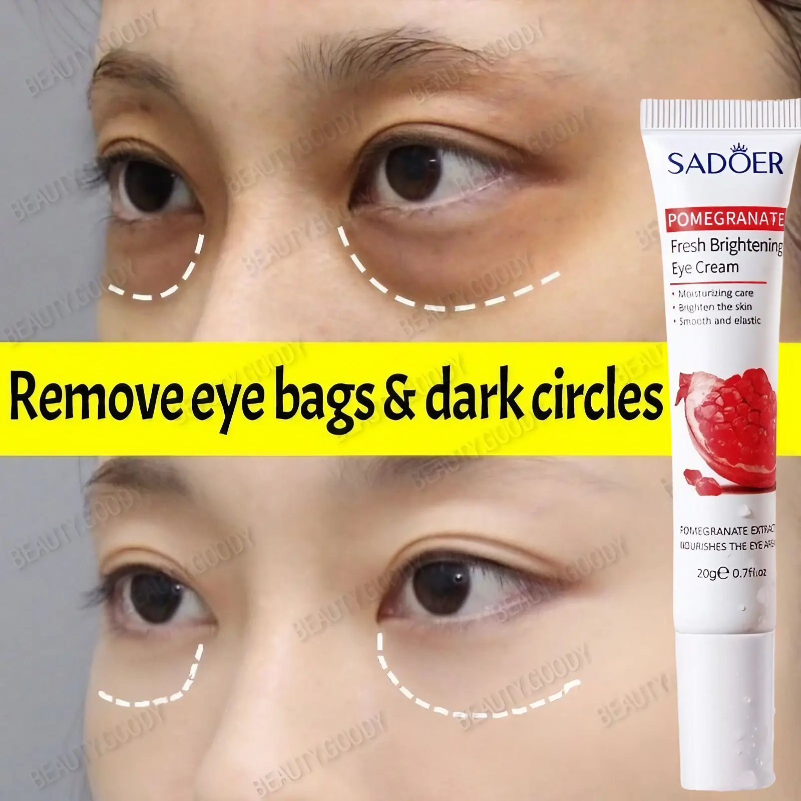Orange Beauty. Red Pomegranate Moisturize eye cream Eye Bag Remover Cream Original Eyebag And Dark Circle Remover Cream Remove Eye Bags Anti Puffiness Gel Delays Aging Fades Wrinkles Firming Brighten Skin Care