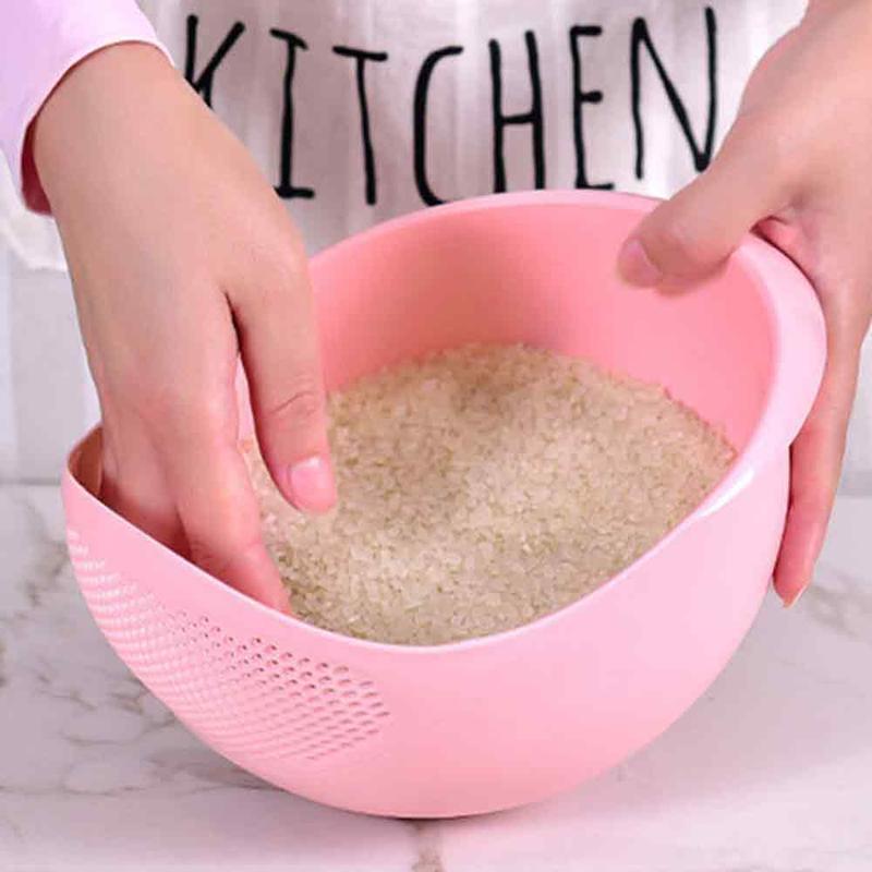 Rice Washing Drain Basket, 1 Count Round Multifunctional Fruit & Vegetable Drainage Colander, Household Rice Filter For Kitchen 4