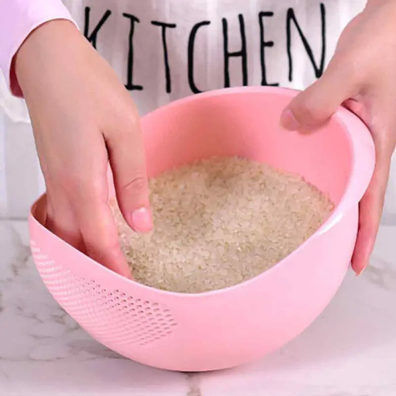 Rice Washing Drain Basket, 1 Count Round Multifunctional Fruit & Vegetable Drainage Colander, Household Rice Filter For Kitchen 4