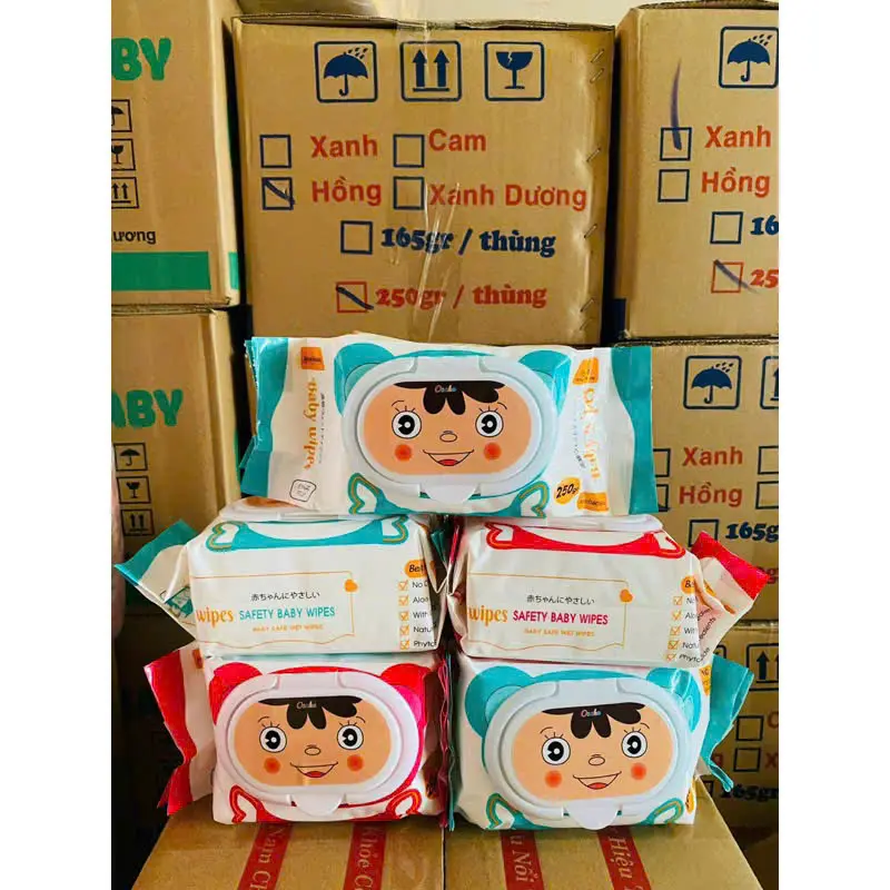 Thùng 10 gói khăn ướt Baby wipes 650 gram, gói to,khổ 15x20 vải bi dày dặn,khăn ướt không mùi Cho Bé Voi 0