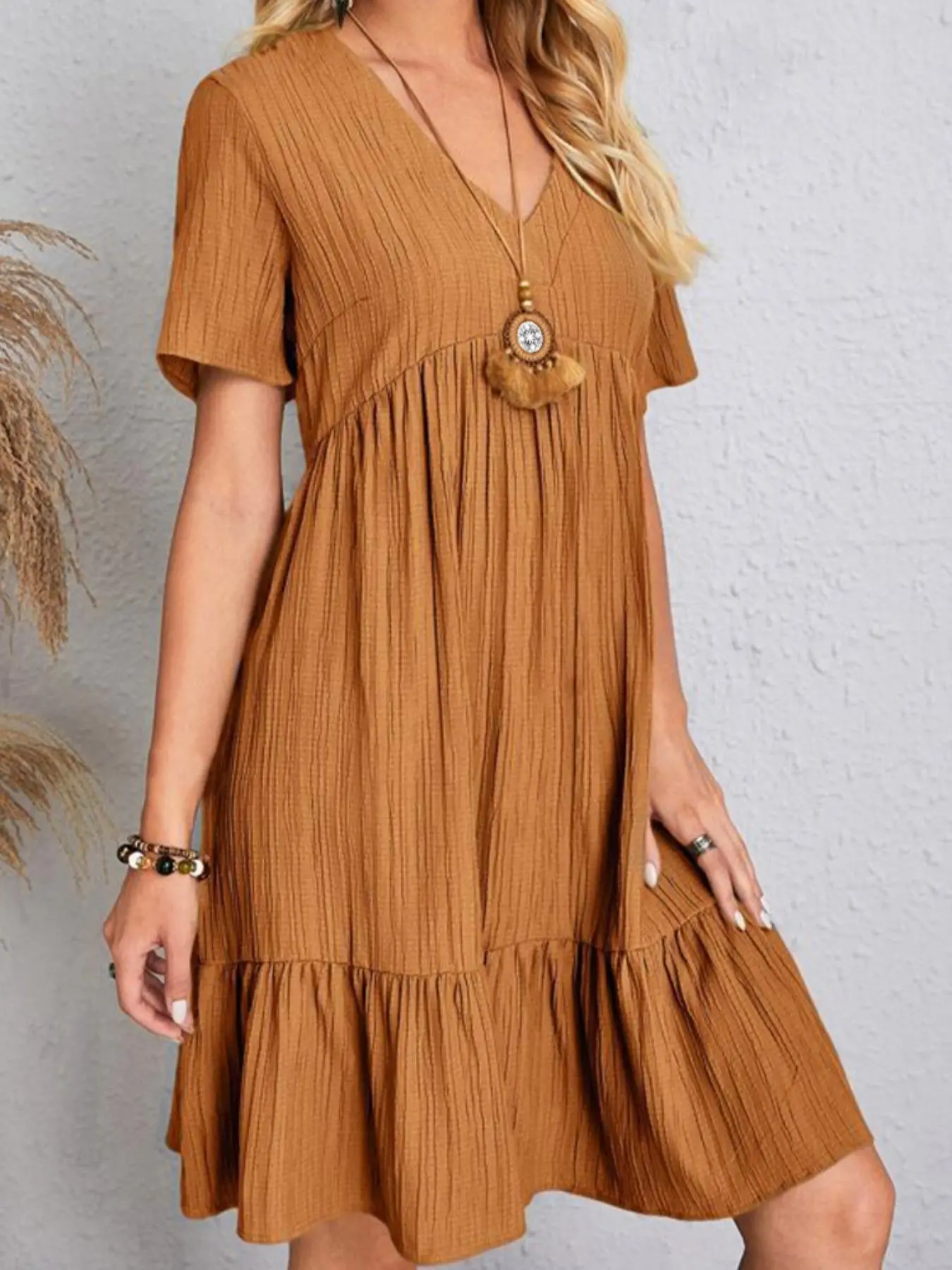 Women's Plain Dress, Casual Short Sleeve Dress for Summer, Ladies Clothes for Daily Wear