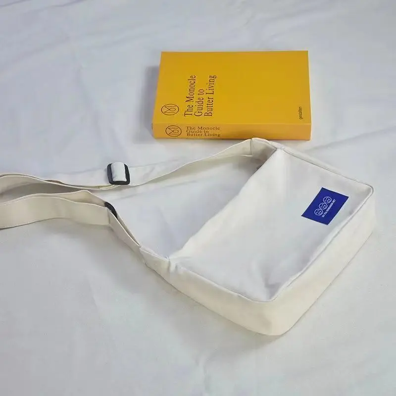 Túi Vải Bố, Phong Cách Đơn Giản, Dung Lượng Lớn, Có Khóa Kéo, Túi Đeo Chéo, Thích Hợp Cho Học Sinh Nam Và Nữ, Phong Cách Hàn Quốc, Có Thể Đựng Sách, Hàng Mới Về Đeo Vai Bag 4