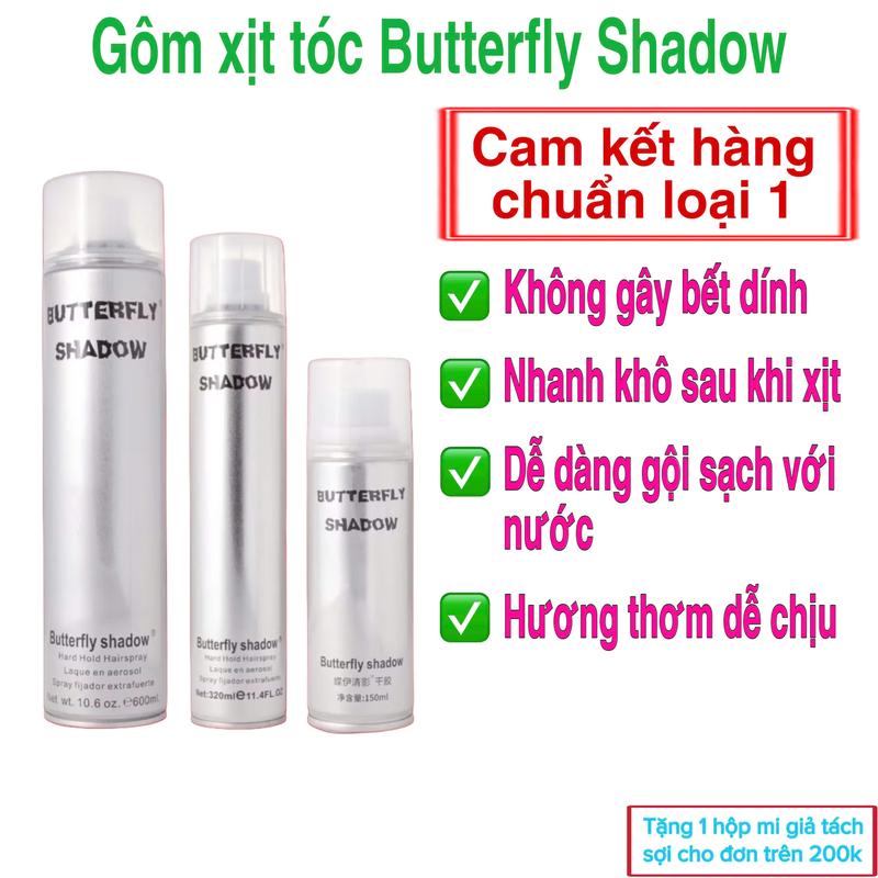 hàng chuẩn loại 1 Gôm xịt tóc BUTTERFLY Shadow chính hãng keo xịt tóc giữ nếp tạo kiểu nam nữ