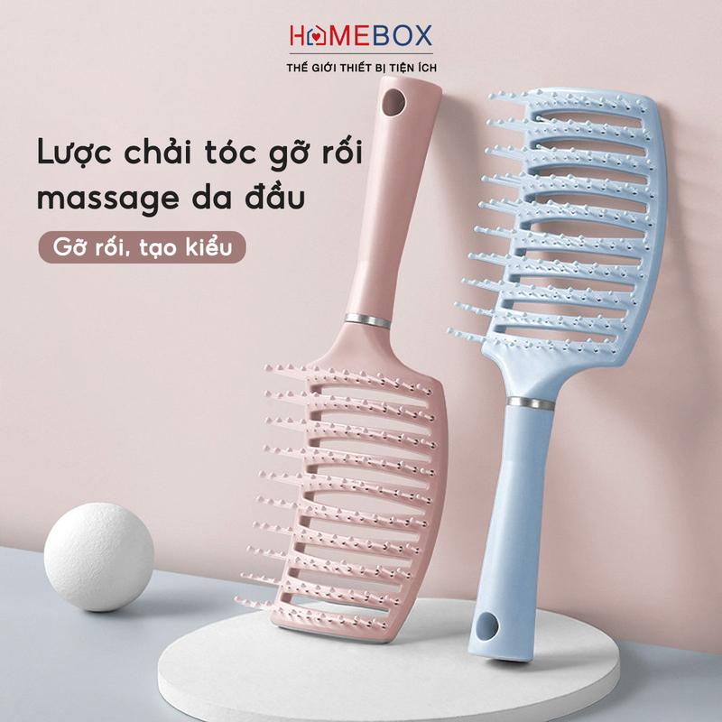 COMBO 3 Lược bán nguyệt tạo kiểu tóc chải phồng, gỡ rối tóc massage da đầu đầu răng mềm chuyên dụng