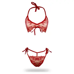 [ RedPink ] Lingerie Stelan Bikini Seksi Transparan Wanita Dewasa Corak Bunga Bordir Sifon Good Quality BIKINI B-11