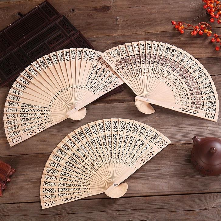 Quạt gỗ trang trí quạt xếp cổ trang làm tháp bánh phụ kiện chụp ảnh Decor Phòng quân decor