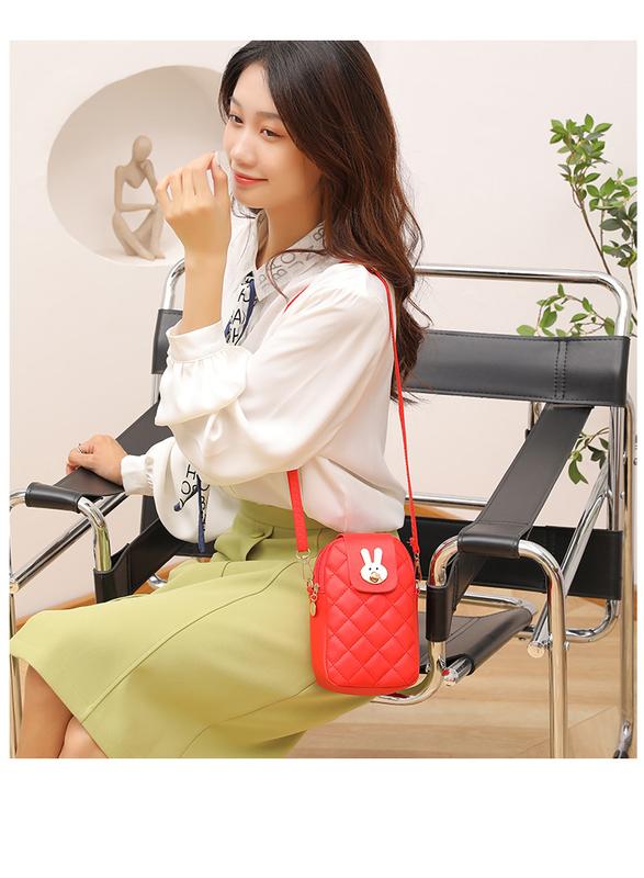 Product Introduction of Ladies Phone Bag High-Grade Special-Interest Design Embroidered Rhombus Rabbit Lock Shoulder Messenger Bag 23
