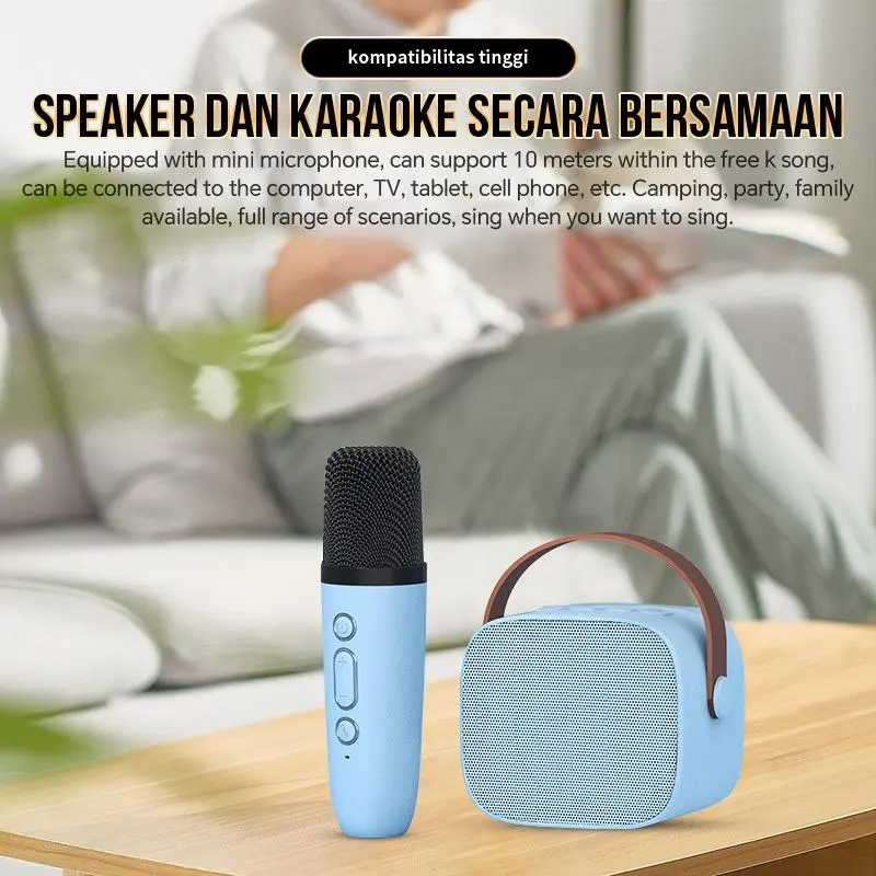 100% Original mini Karaoke speaker bluetooth Bass K1 Microphone Premium set lengkap speaker bluetooth mic wireless 6