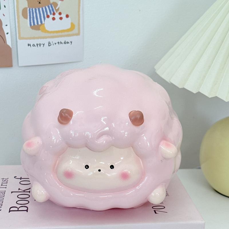 Ống tiết kiệm Cừu Mây Bông lỗ tròn C15xD20xR16 đáng yêu cute siêu xinh | quà tặng trang trí Heo đất tiết kiệm Tiệm Heo Soda