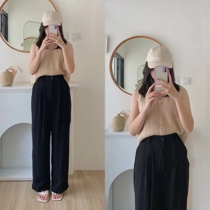 Ziva Kulot Crinkle HighWaist - Loose Pants - Celana Kulot Wanita Panjang Airflow 2