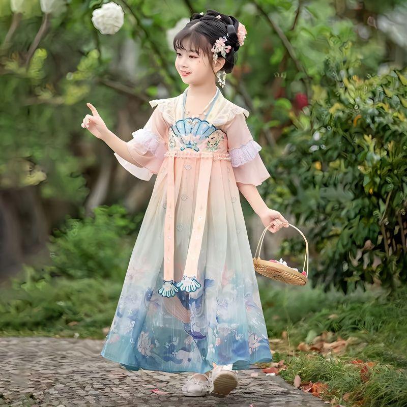 Trang Phục Trung Quốc Hán Cho Trẻ Em, Phong Cách Trung Quốc, Trang Phục Cổ Trang Cho Bé Gái, Váy Công Chúa Siêu Thanh Lịch, Bộ Đồ Tang, Váy Phong Cách Cổ Trang Cho Bé Gái, Bộ Đồ Đầy Đủ Mùa Xuân Và Mùa Thu 2