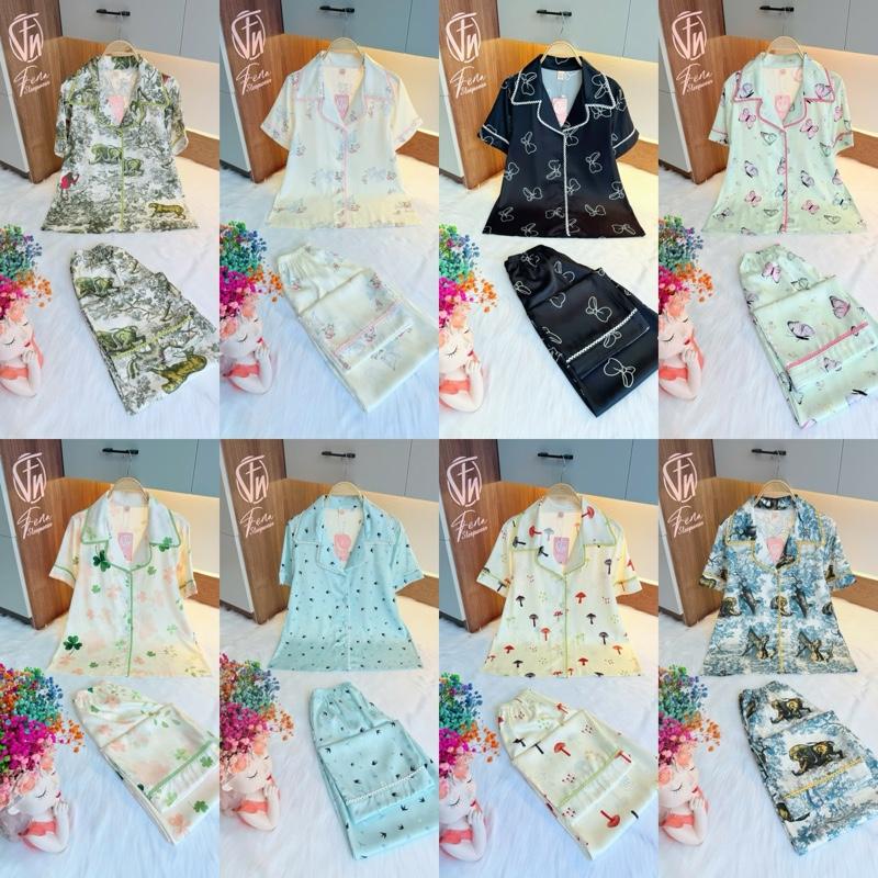 Product Introduction of (FREE SIZE 45-62KG) ĐỒ BỘ FENA LỤA LATIN , PIJAMA NỮ MẶC NHÀ- Voi Nhung Women Kem Lịch Ong 7