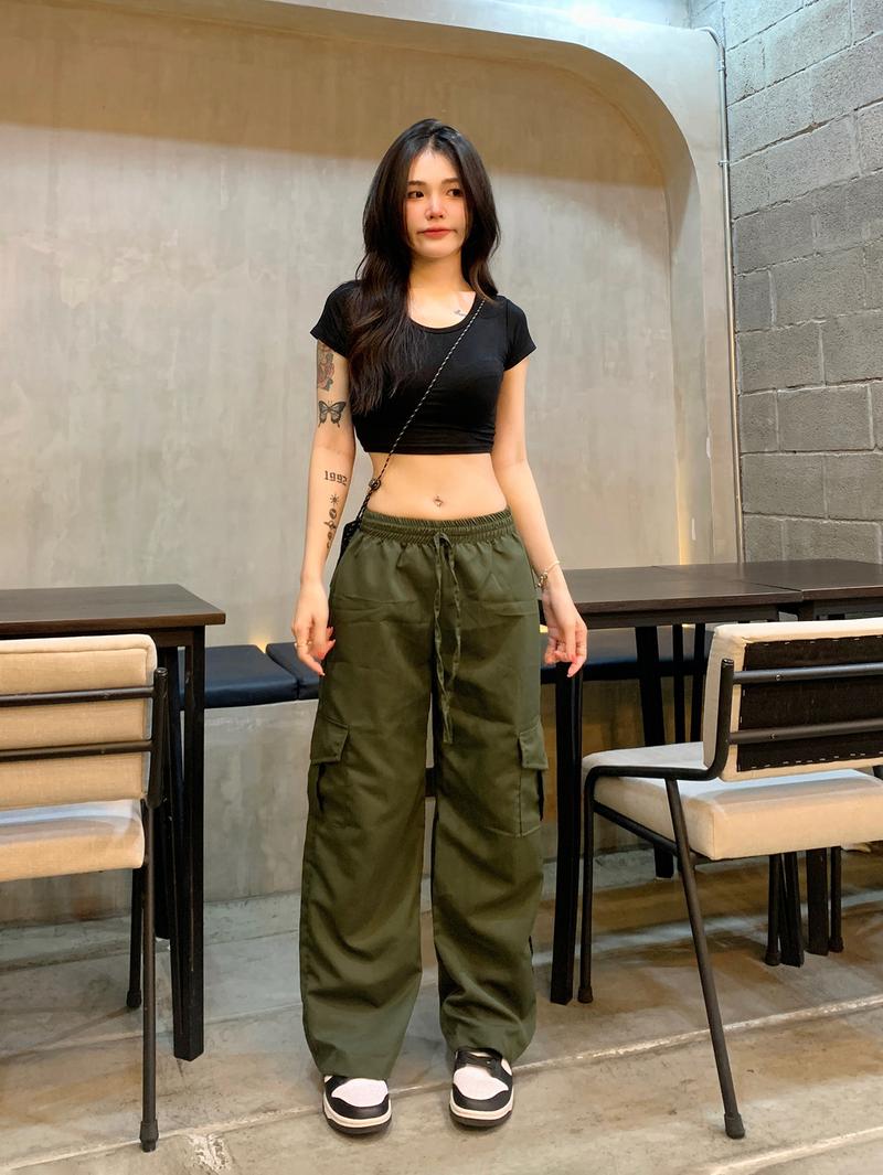 Product Introduction of [Frsud] spinnyhouse free waist cargo pants elastic pocket practical high waist low waist Y2K super slim microfiber pants 21