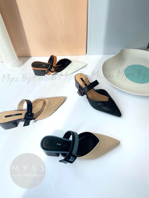 MYSS - Giày guốc sục nữ mũi nhọn phối khóa bọc 5 cm thời trang  - SU112 Shoes DéP 5